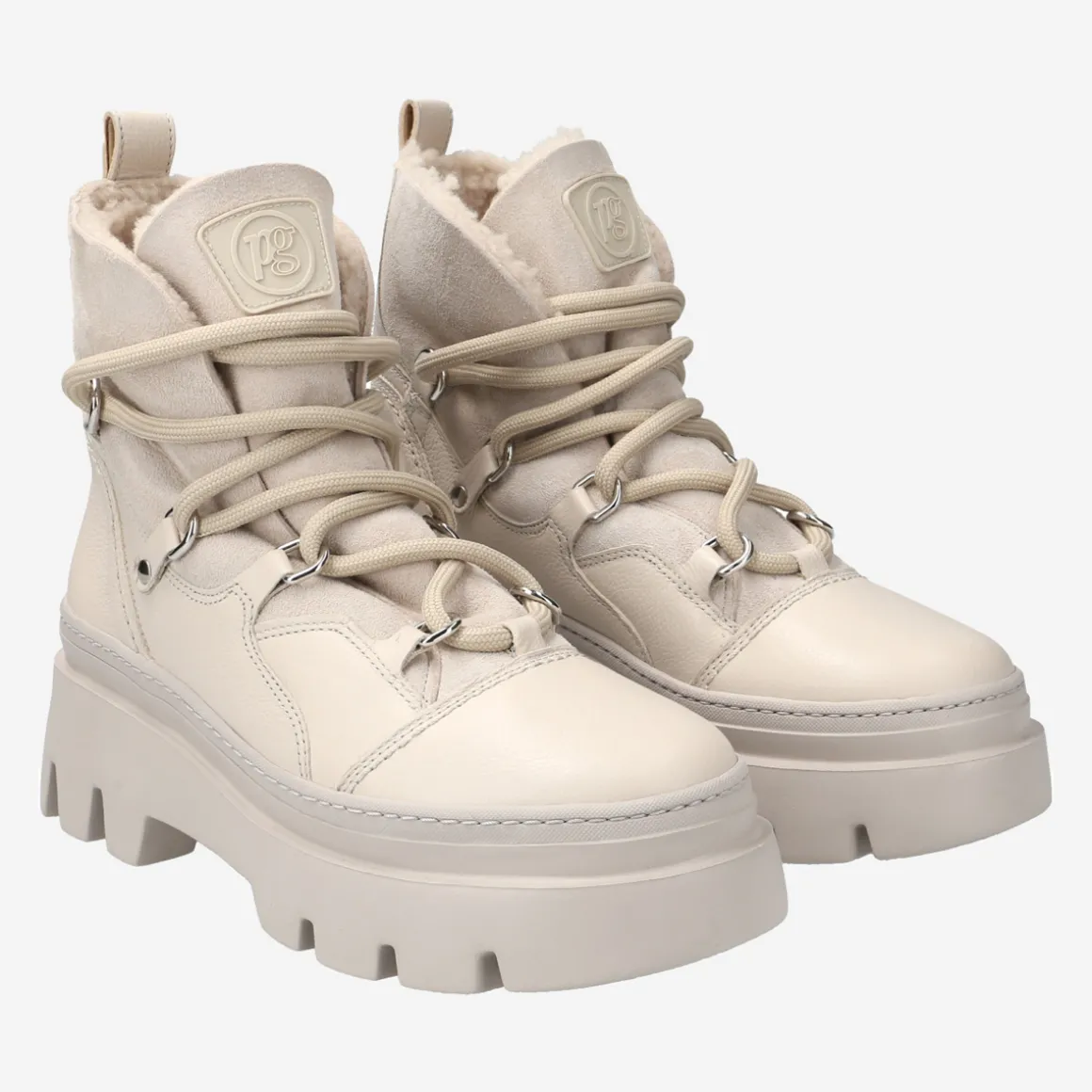 Lace up bootie with lambskin lining